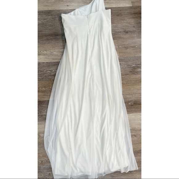 Alex Evenings Sz 14 Long Ivory One Shoulder Rhinestone Formal Gown Wedding Dress - Picture 3 of 9